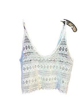 Lowrys Farm White Lace Women's See Through Top. Size Medium